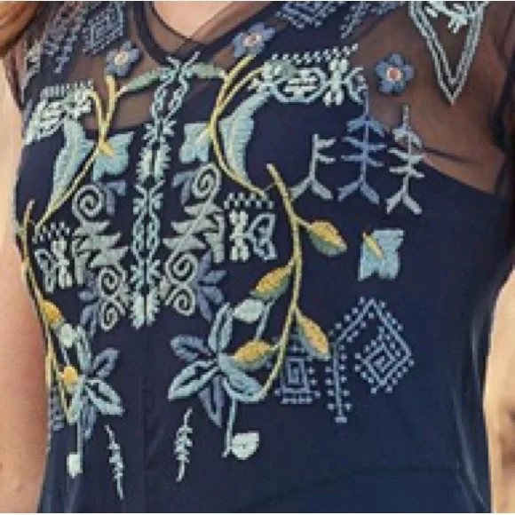 Johnny Was Midnight Blue Floral Maxi Dress - Picture 5 of 7